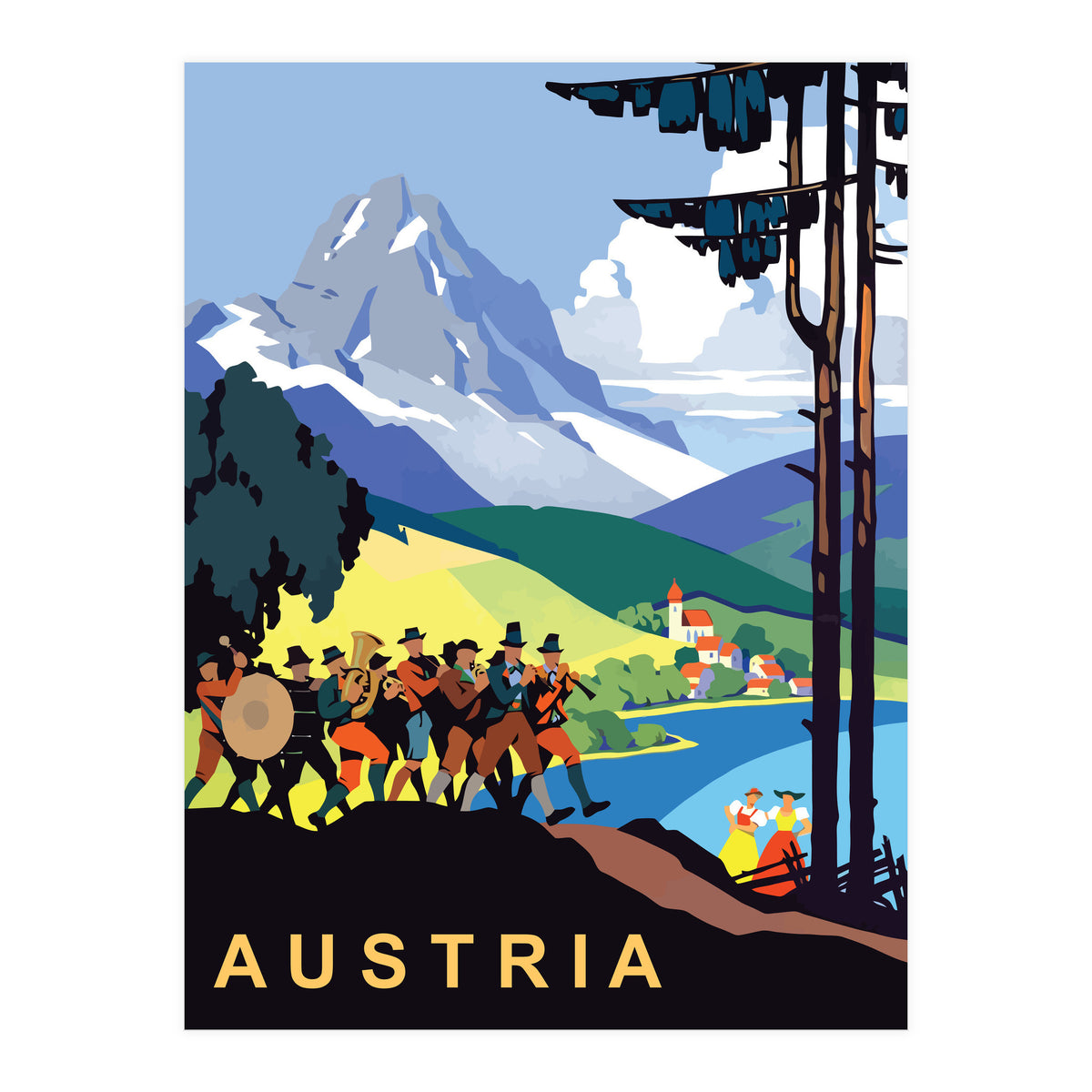 Austria, Music Orchestra on Picnic (Print Only)