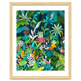 The Midnight Jungle, Botanical Nature Plants Tropical Forest, Watercolor Painting Floral Palm thumbnail