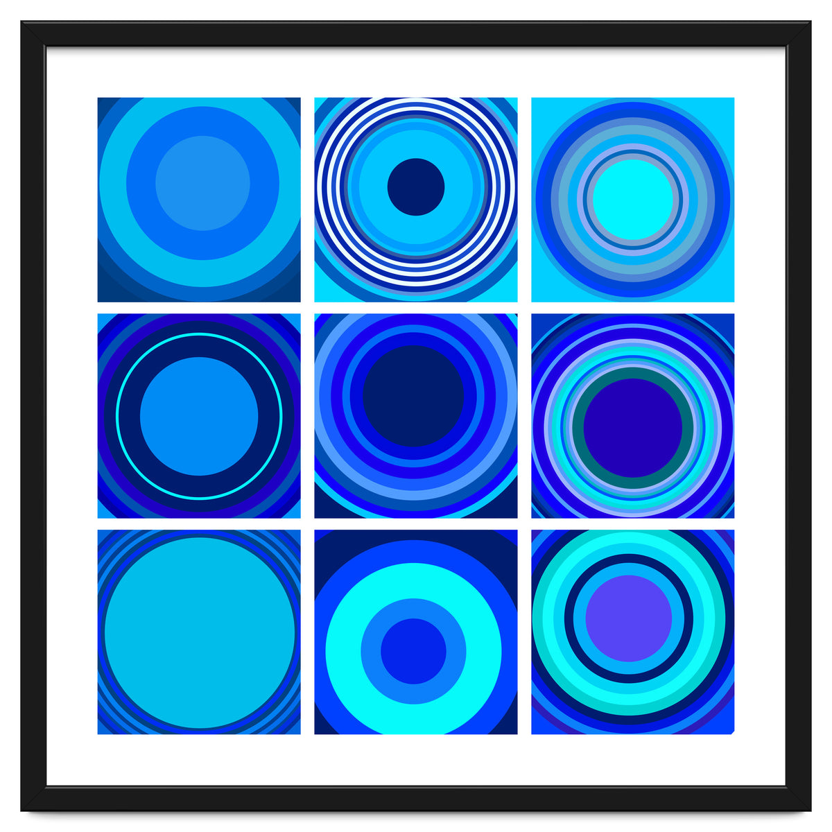 Circles & Rectangles Alt Blue 3 X 3: 3