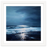Midnight Seascape with Moonlight Reflecting