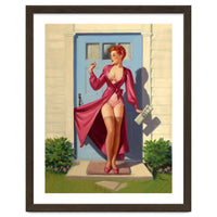 Pinup Girl With Accident At Her Door