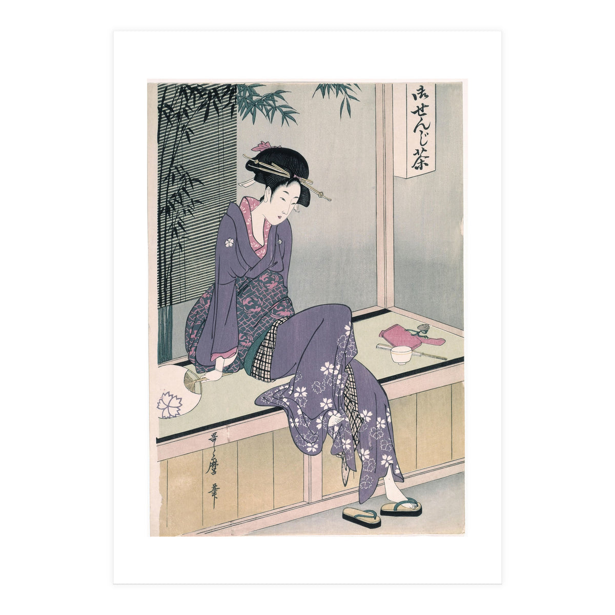 Kitagawa Utamaro (Copy) / 'Mujer sentada en una veranda', ca.  1798; 20th century, Japanese School. (Print Only)