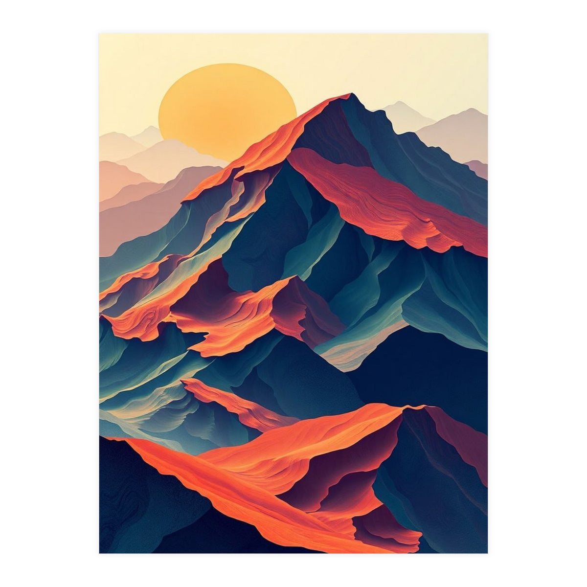 Dramatic Abstract Mountain Sunset Art (Print Only)