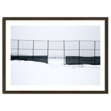 The entrance gate of the snow-covered baseball field thumbnail