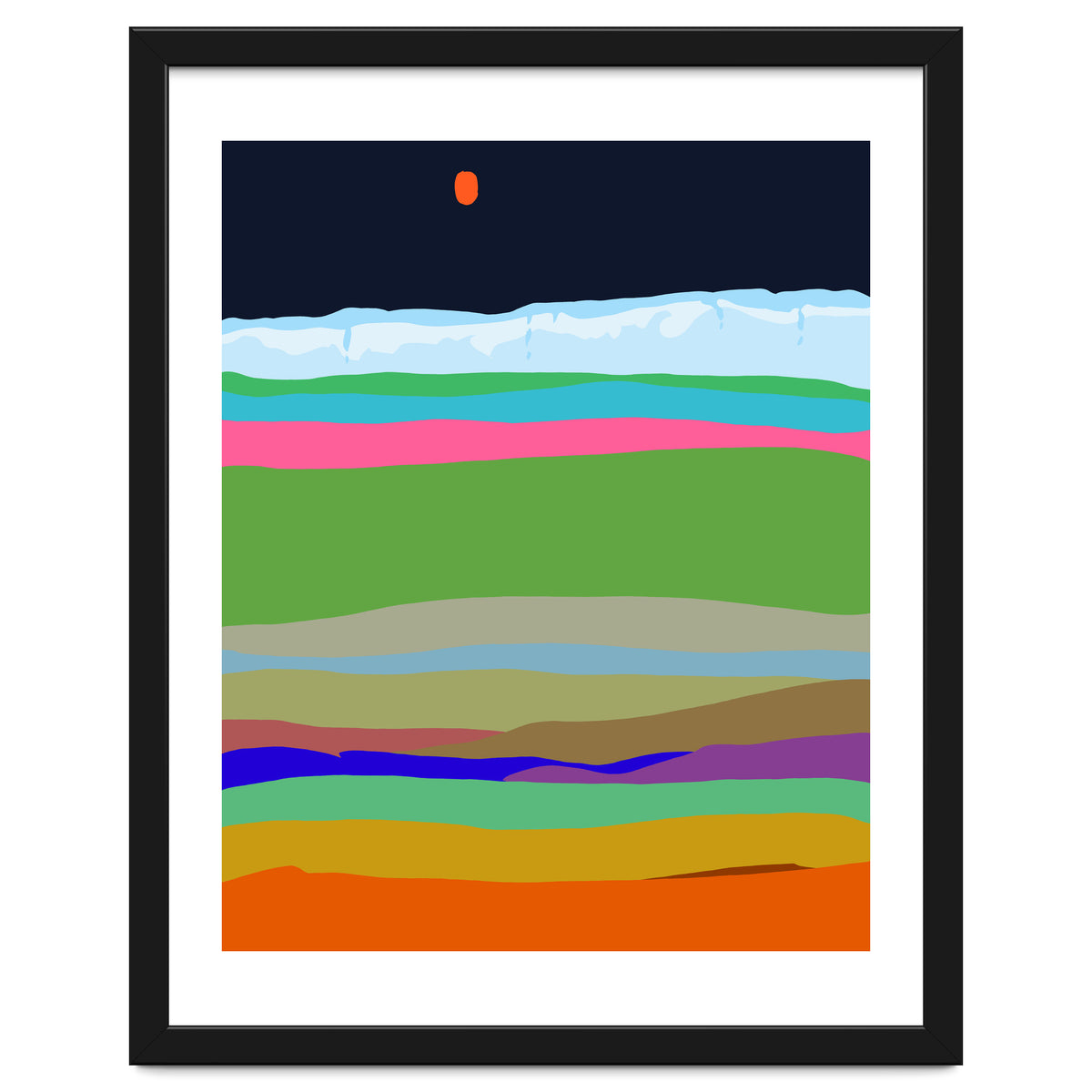 Iceland, Abstract Nature Travel Landscape, Eclectic Rainbow Retro Concept, Colorful Boho Modern Contemporary