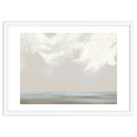 Abstract muted sea and clouds oil painting