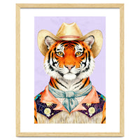 Tiger Portrait in Hat Wild Cowboy Fashion