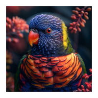 Vibrant Rainbow Lorikeet Parrot Close Up Portrait (Print Only)