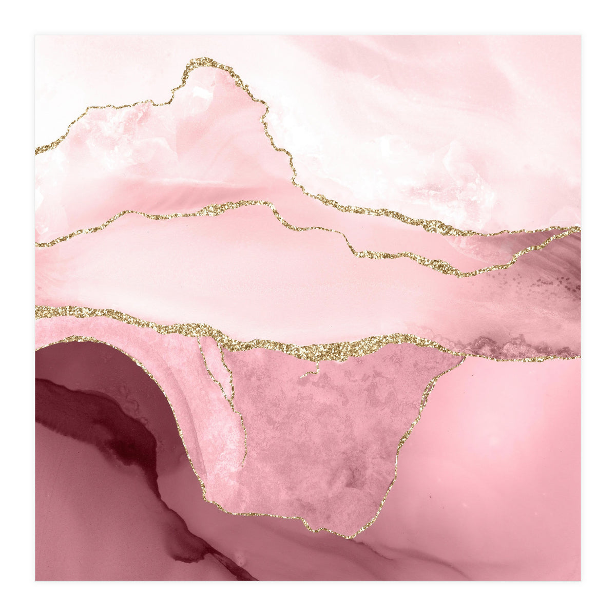 Blush & Gold Agate Texture 05  (Print Only)