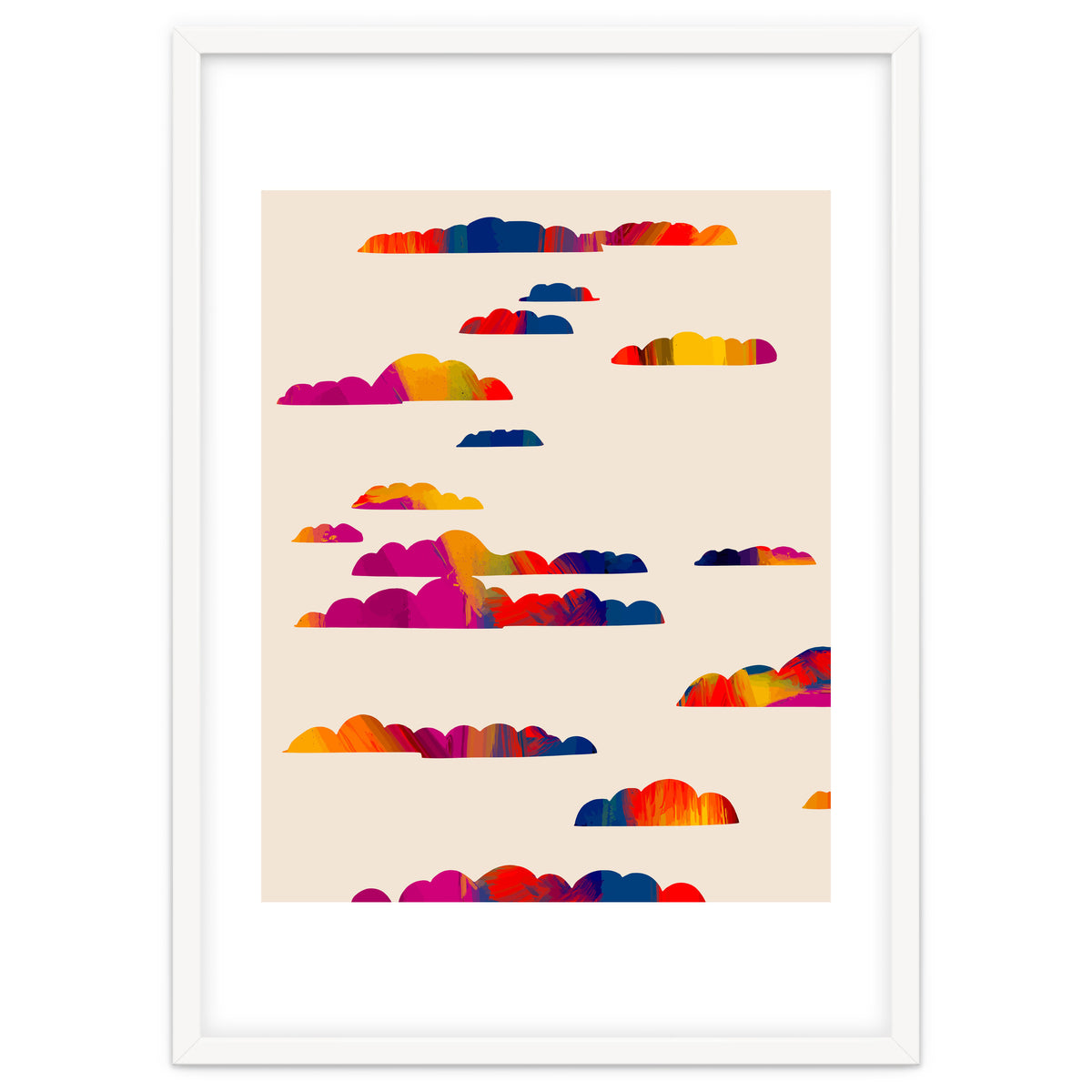 Totem Clouds, Colorful Sky Vibrant Eclectic Bohemian, Abstract Positivity Good Vibes Boho Contemporary Modern Painting