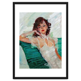 Girl Is Resting On A Green Bench, Watercolor Painting thumbnail