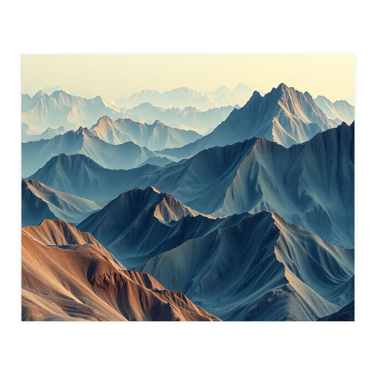 Hyper-Realistic Mountain Range Landscape Art (Print Only)