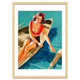 Pinup Sexy Girl In A Boat And A Lost Paddle thumbnail