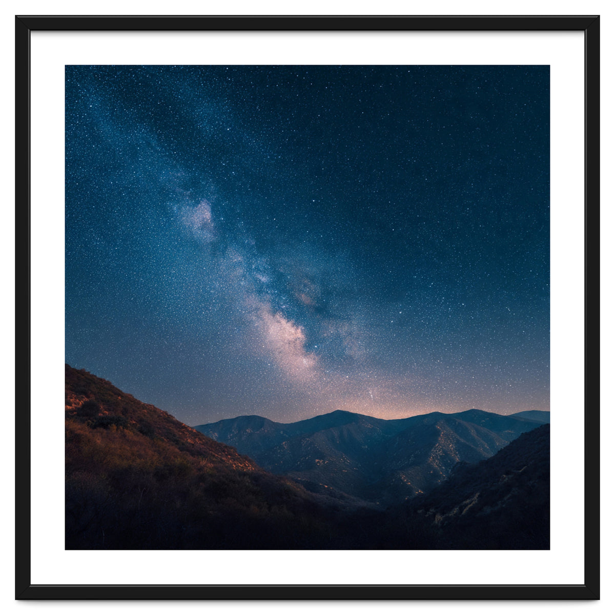 Majestic Milky Way Galaxy over Serene Mountain Range Night Landscape Illustration