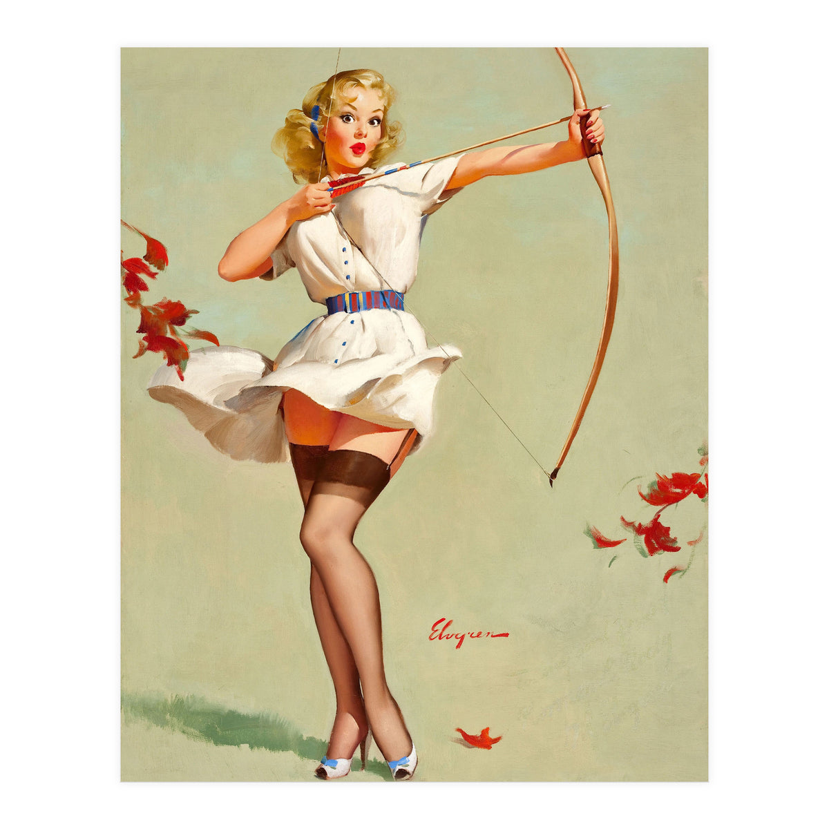 Pinup Sexy Girl Playing A Cupid (Print Only)