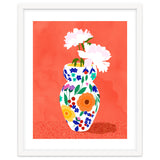 The Flowerpot, Floral Nature Watercolor Painting, Eclectic Bohemian Blossom Plants, Maximalism Contemporary Boho thumbnail