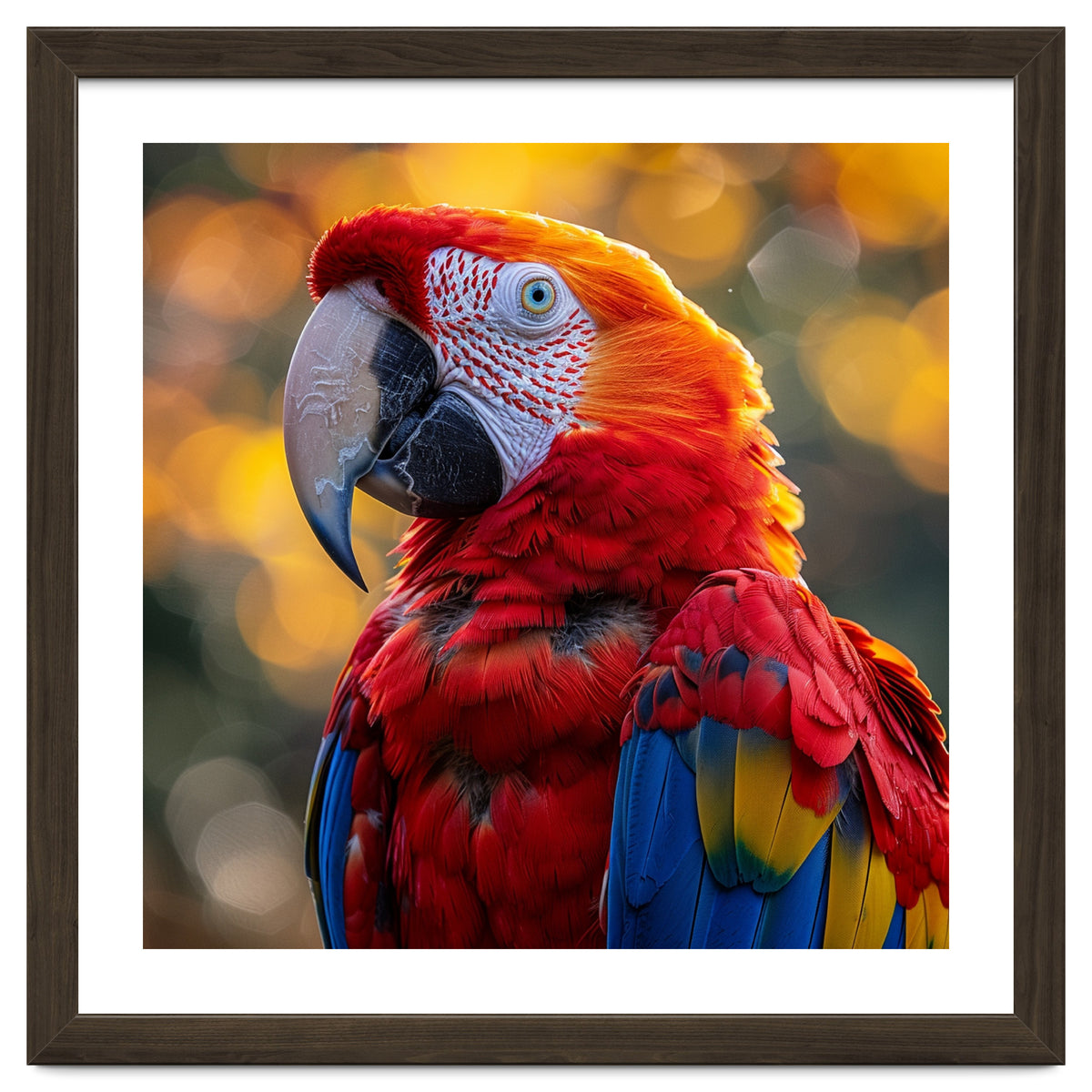 Scarlet Macaw Parrot Close Up Portrait