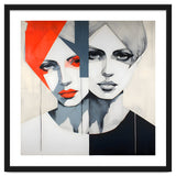 CHIC, Fashion in it's simplist form, two chic women head and shoulders portrait. thumbnail