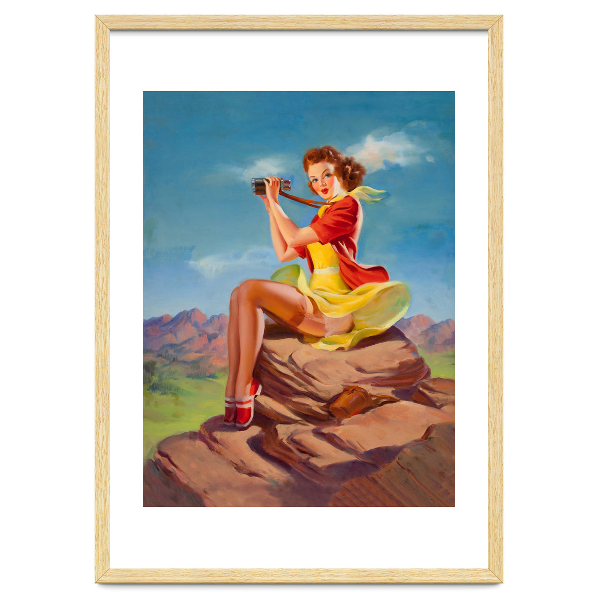 Pinup Sexy Binoculars Girl