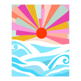 Boho Sunrise, Bohemian Abstract Landscape Nature, Colorful Illustration Ocean Sea Beach Summer, Positive Vibes Mindset (Print Only) thumbnail