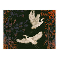 White Herons Flying Asian Art (Print Only)