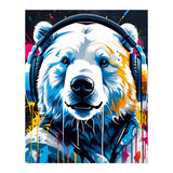 Polar Bear In Headphones, Graffiti (Print Only) thumbnail