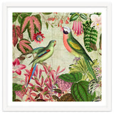 Exotic Lush Rainforest With Colorful Parrots And Flowers thumbnail
