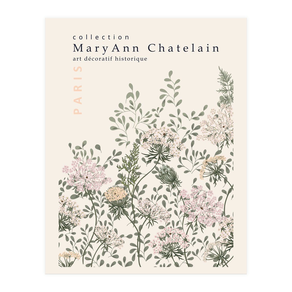 Historic decorative art Paris Queen Anne's lace (Print Only)