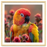 Close Up Of A Sun Conure Parrot With Bright Feathers thumbnail