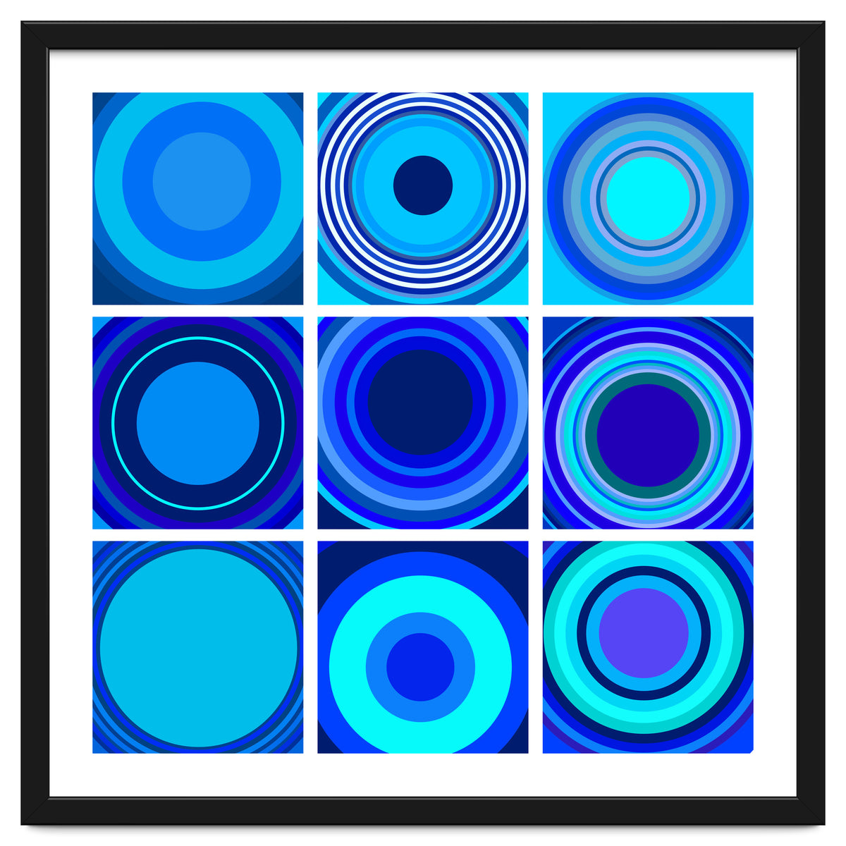 Circles & Rectangles Alt Blue 3 X 3: 3