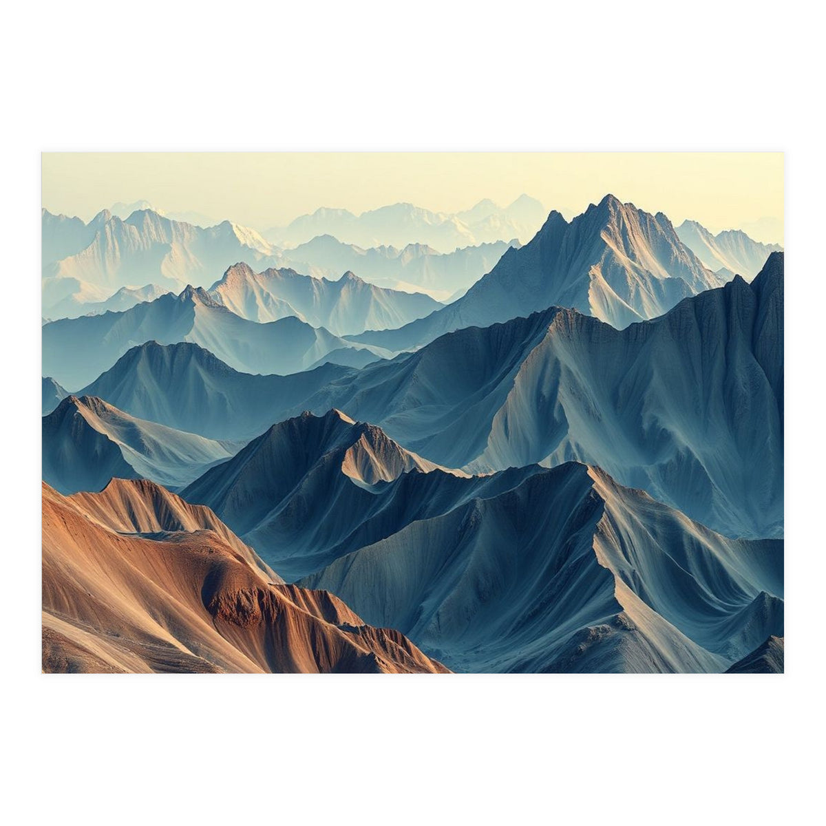 Hyper-Realistic Mountain Range Landscape Art (Print Only)