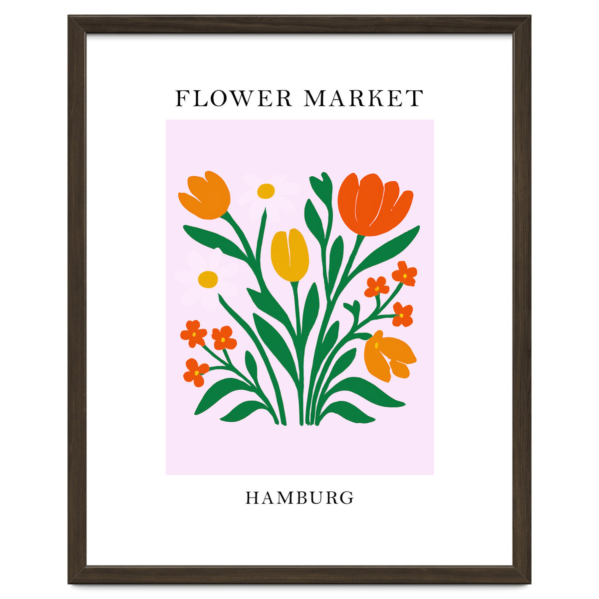 Hamburg Flower Market - Vibrant Modern Folk Art Print