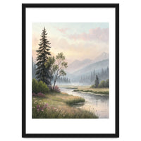 Dreamy Alpine Valley Landscape Painting