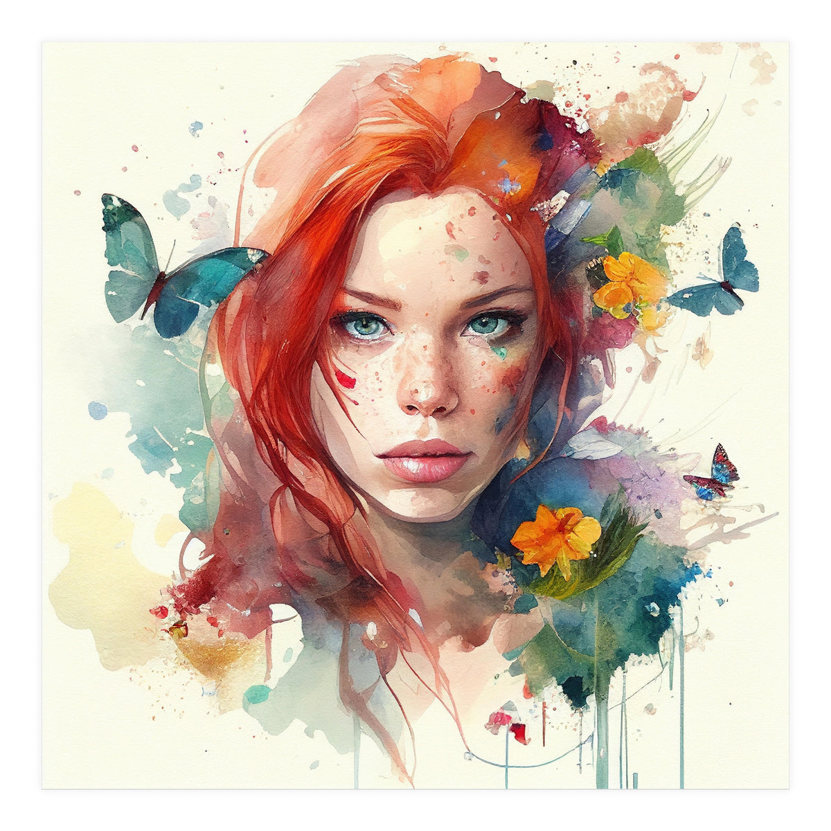 Red Hair Butterfly Light (Print Only)