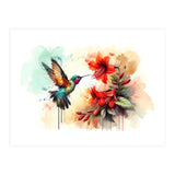 Dance Of Hummingbird And Crimson Flowers (Print Only) thumbnail