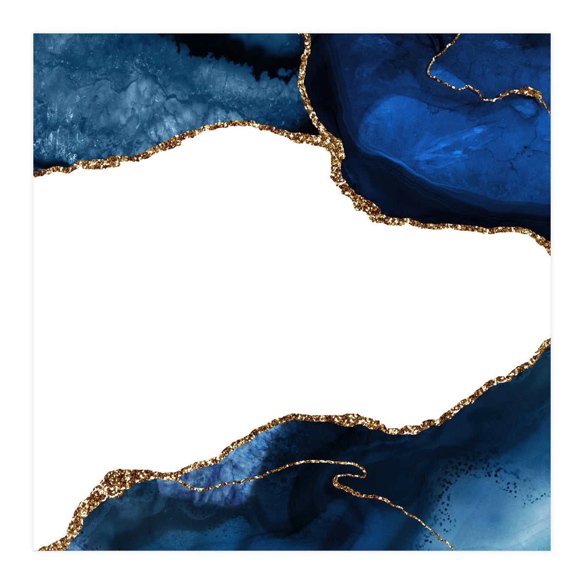 Navy & Gold Agate Texture 25  (Print Only)
