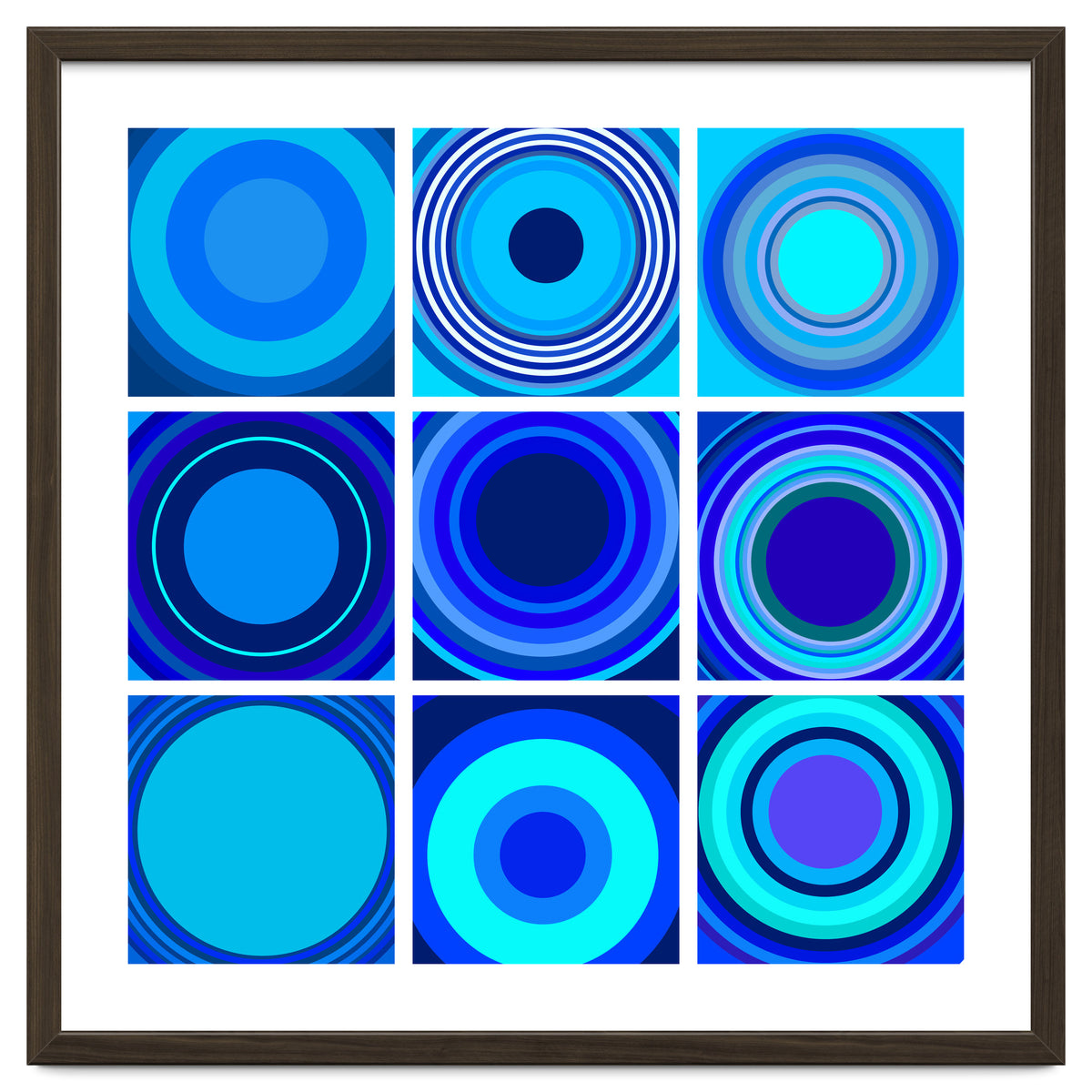 Circles & Rectangles Alt Blue 3 X 3: 3