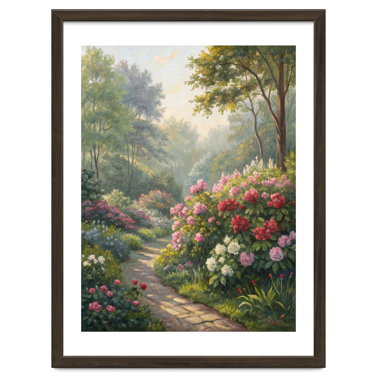 Sunlit Spring Garden Path Oil Painting