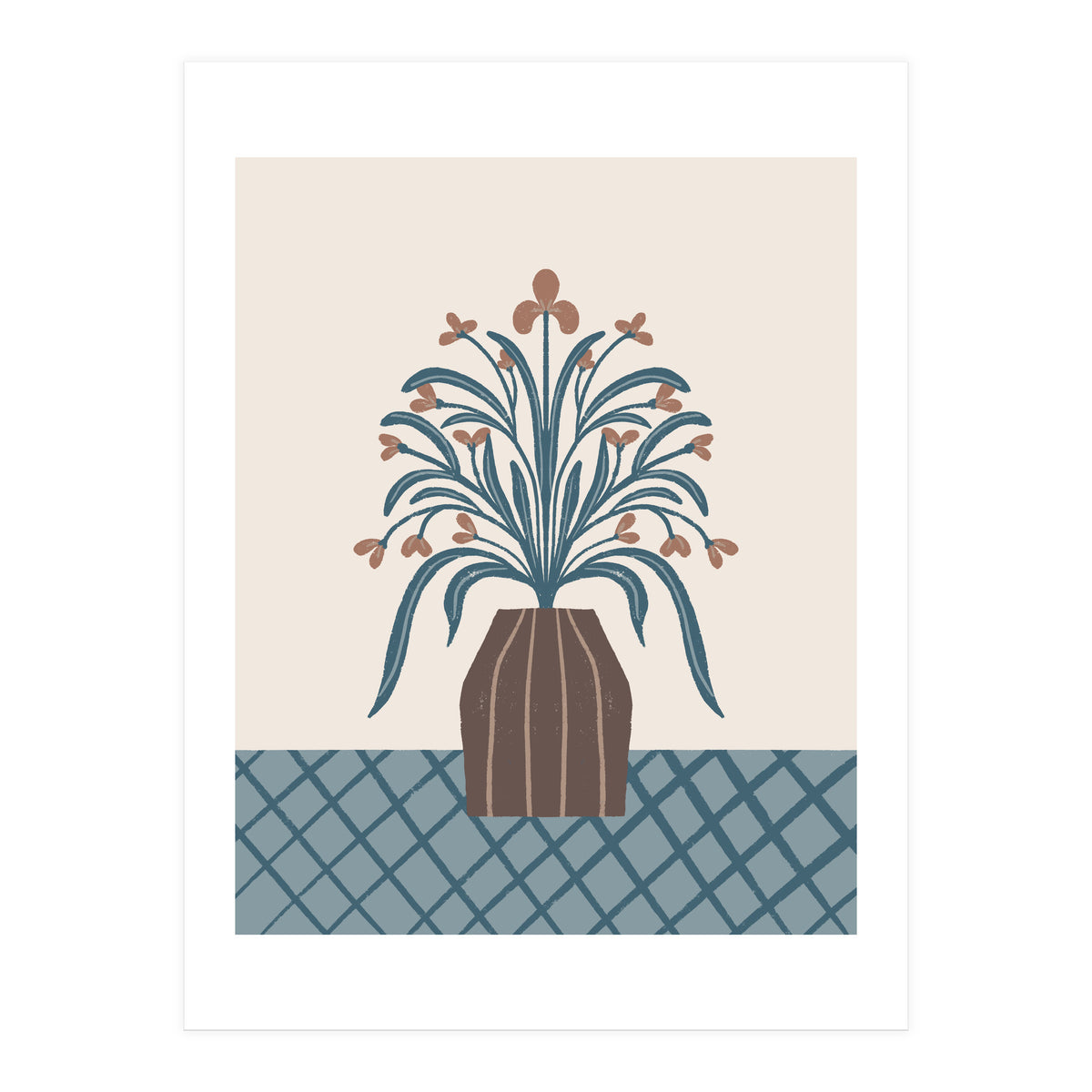 Earthy Modern Vase with Florals (Print Only)