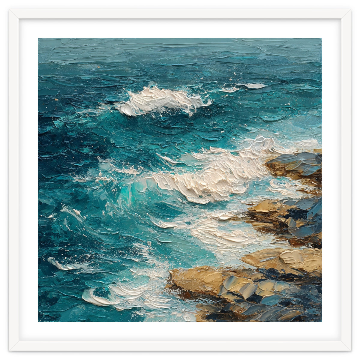 Dynamic Coastal Swell with Sculpted Turquoise Waves
