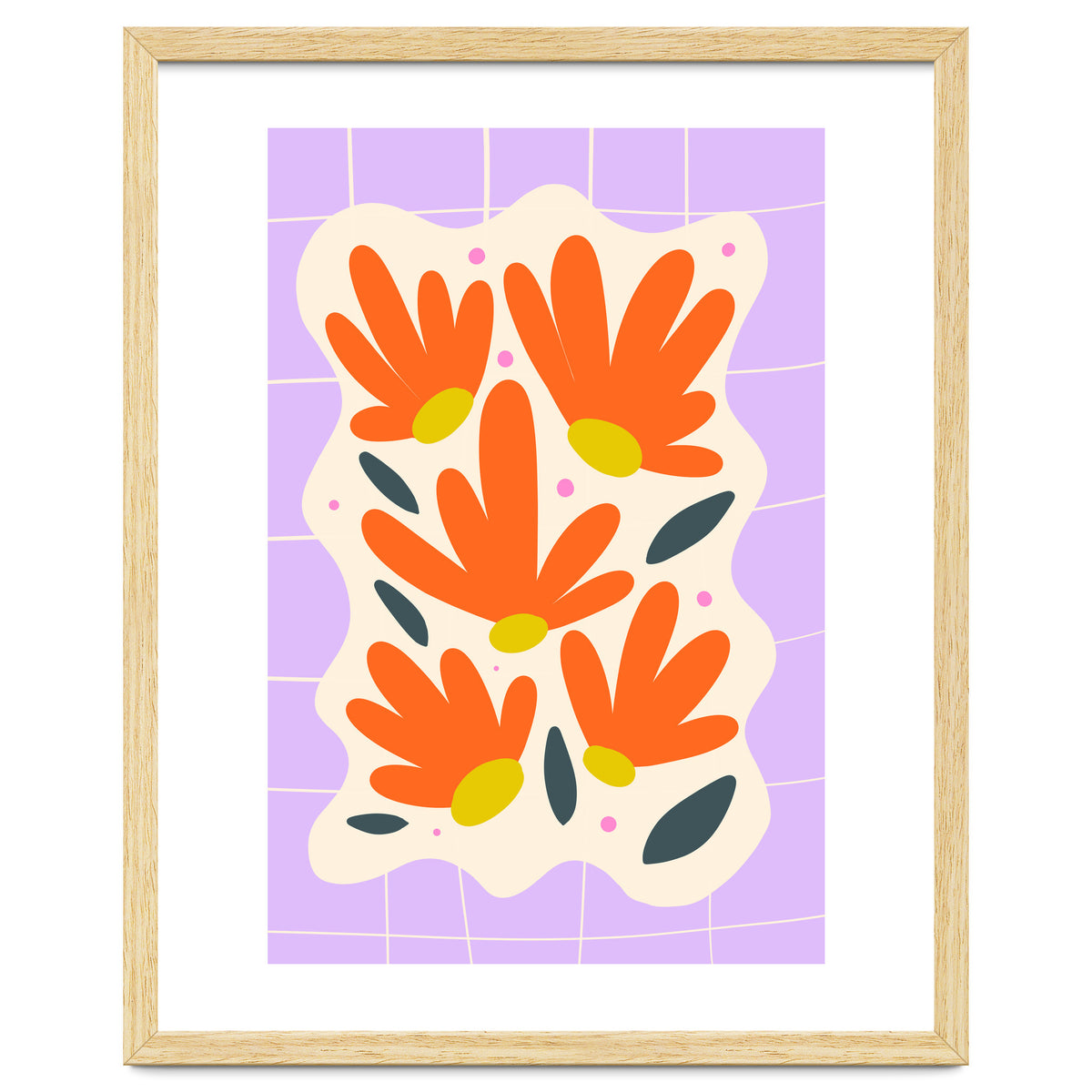 Modern Grid Floral Violet