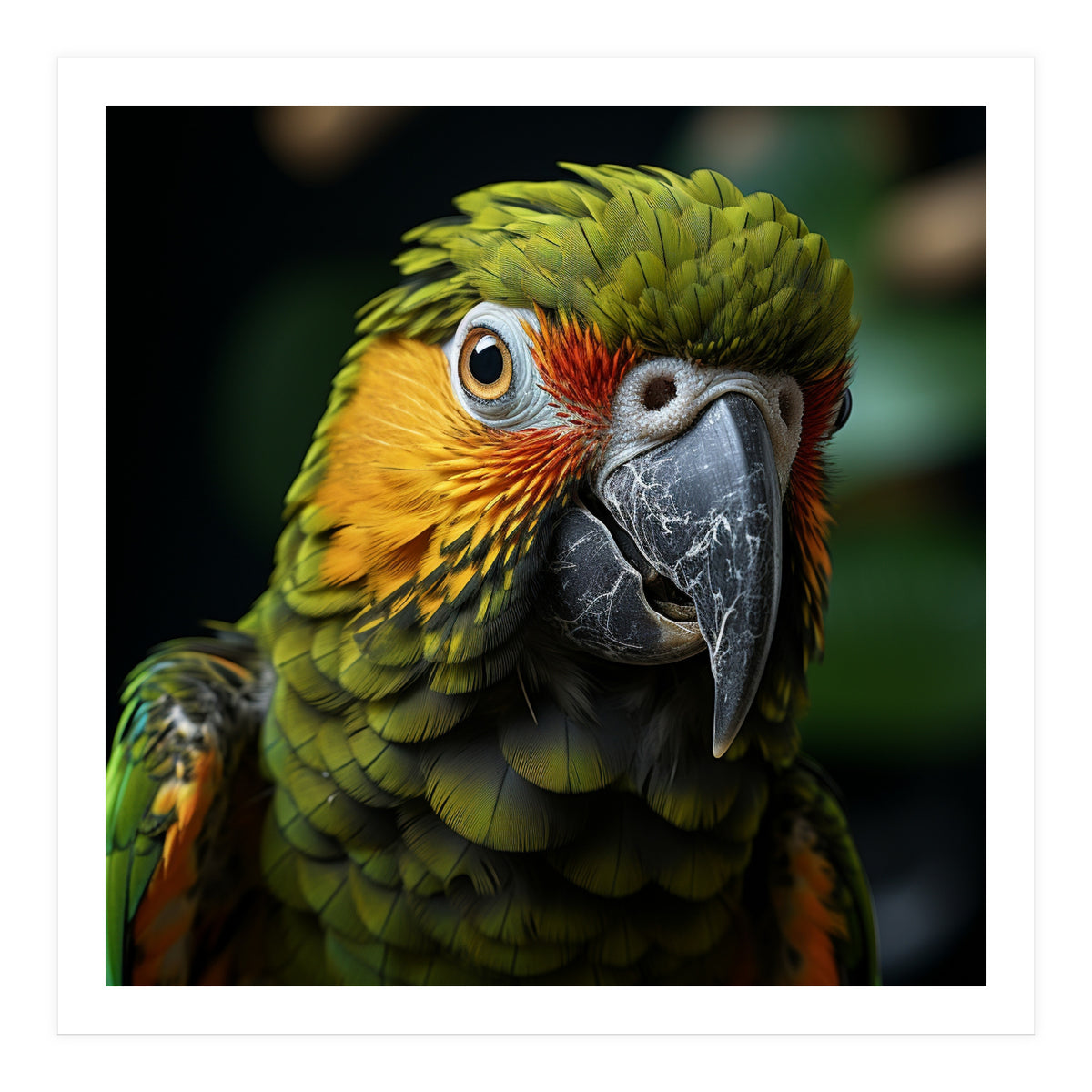 Close Up Of A Colorful Macaw Parrot Face (Print Only)