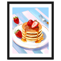 Handpainted Pancakes and Strawberries oil painting