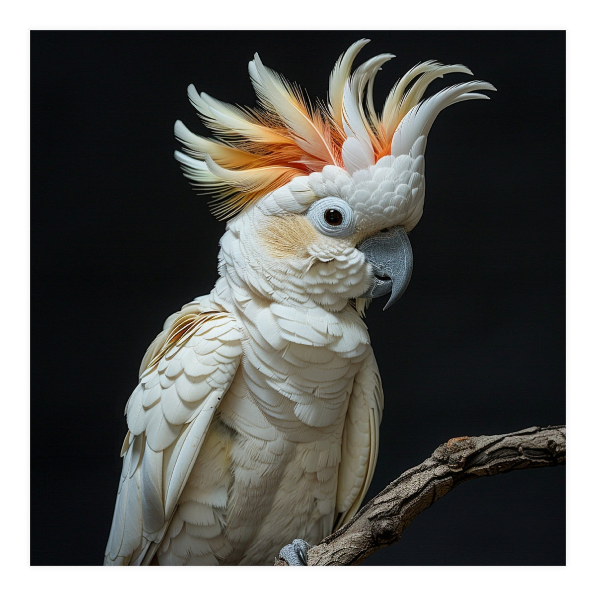 White Cockatoo Parrot Bird Perched On Branch (Print Only)