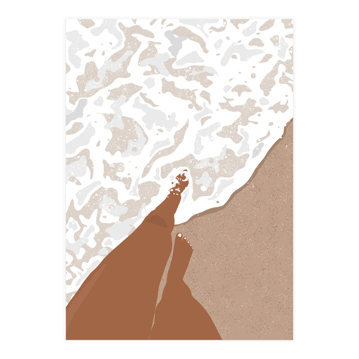 Shorelines, Girl On Ocean Beach, Sea Nature Landscape Travel Summer, Bohemian Black Woman Sand Waves Self Care (Print Only)