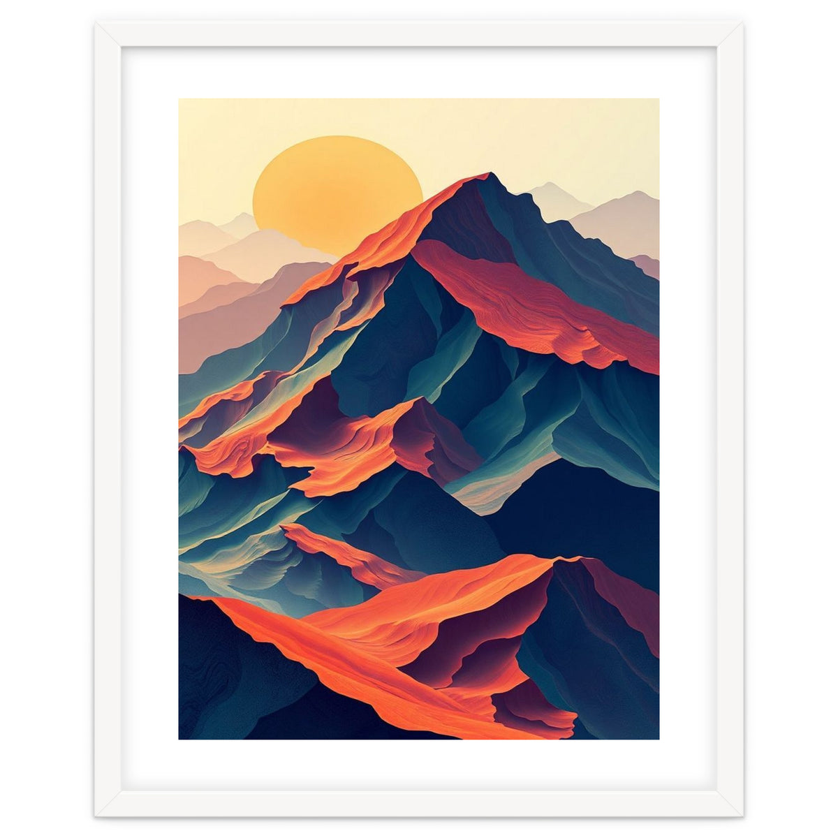 Dramatic Abstract Mountain Sunset Art