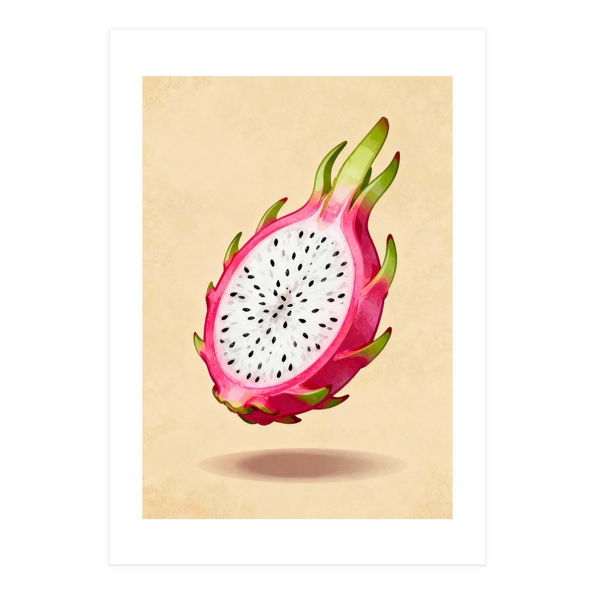 Dragonfruit, Watercolor Illustration, Tropical Pink Art (Print Only)