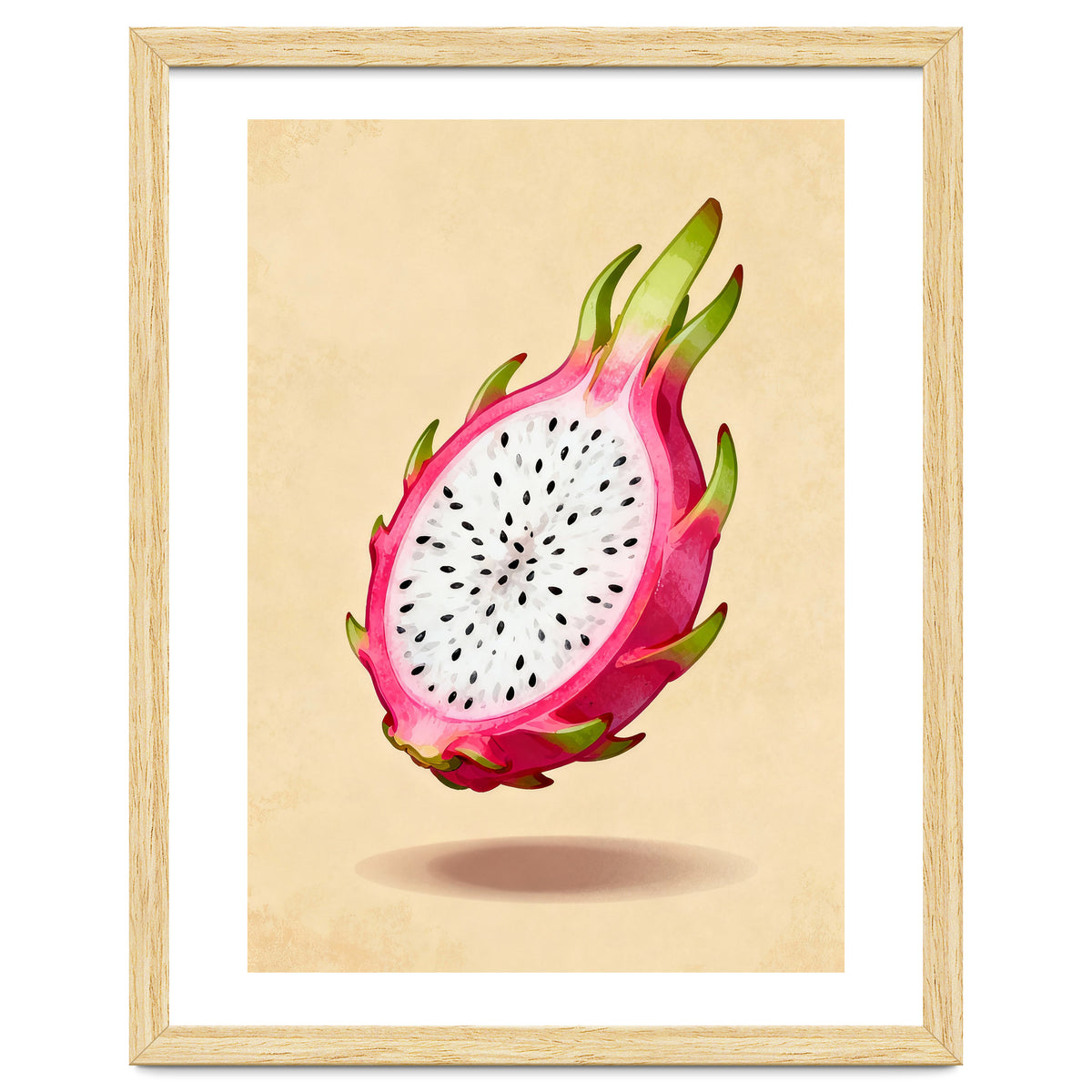 Dragonfruit, Watercolor Illustration, Tropical Pink Art