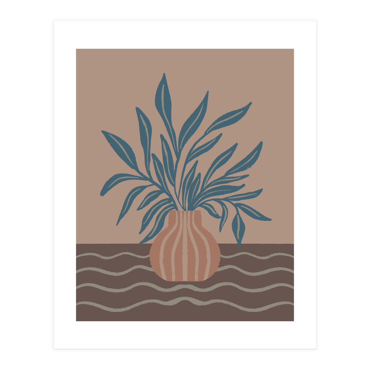 Modern Vase with Tropical Leaves (Print Only)