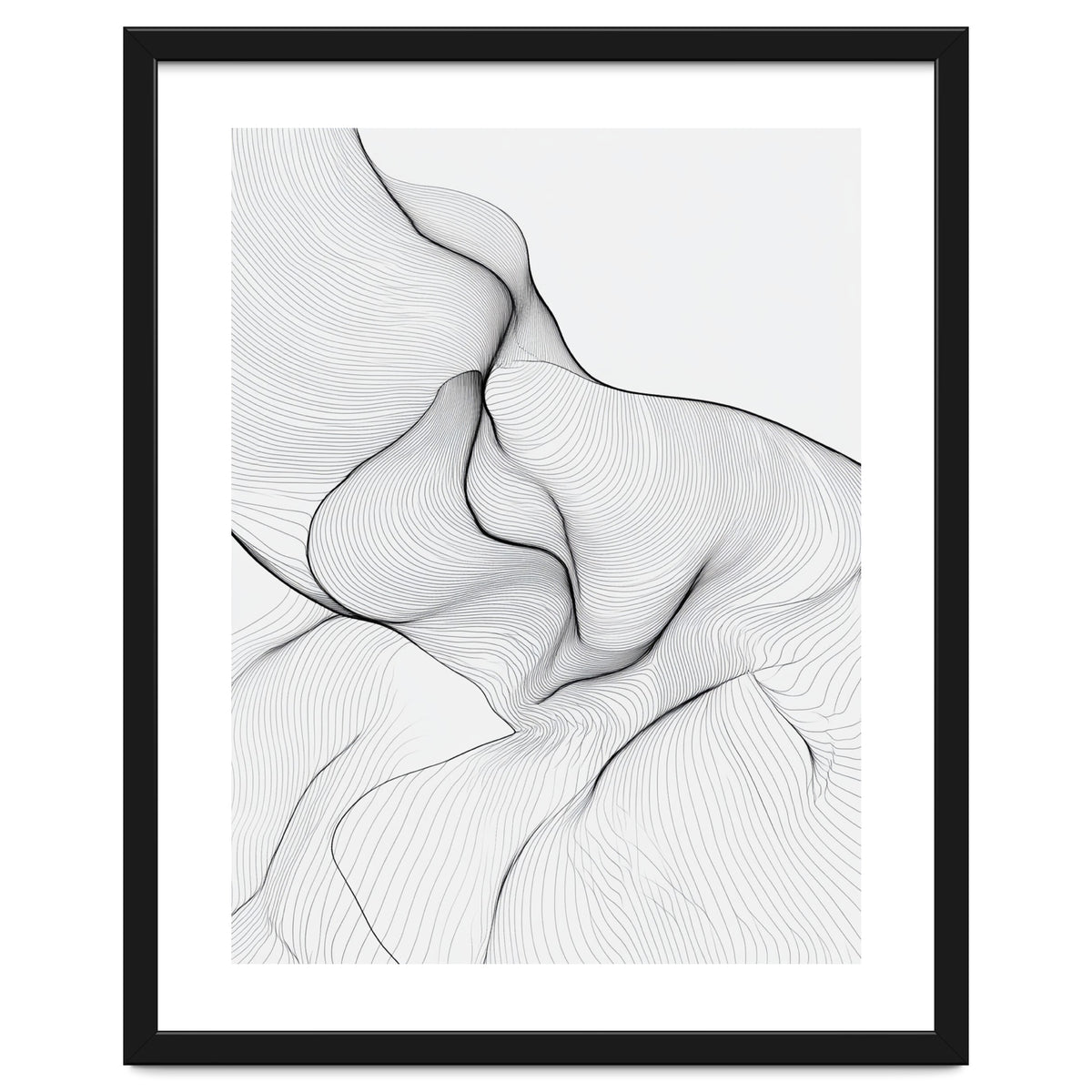 Abstract Black And White Flowing Lines Organic Form